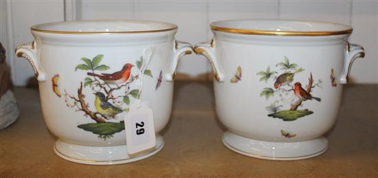 Pair Herend Rothschild Birds wine coolers